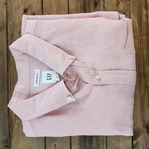 GAP XL Pink Linen Short Sleeve Button Down Shirt